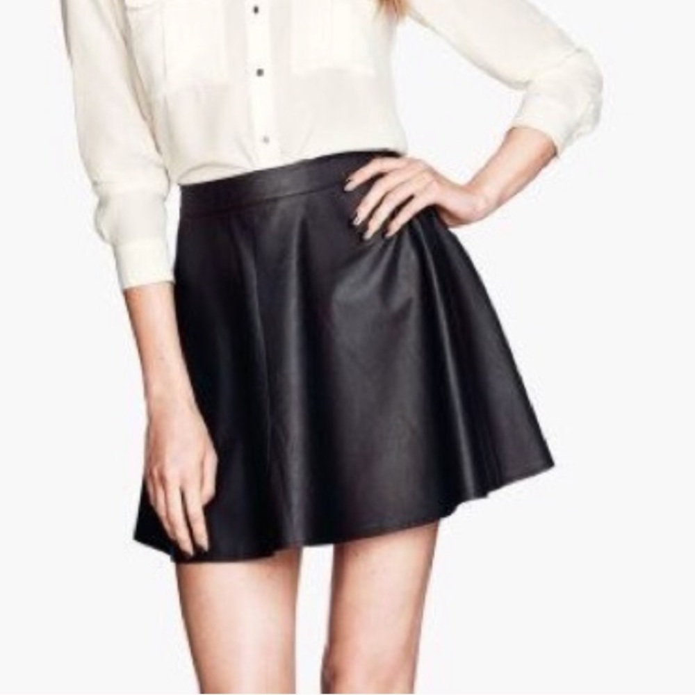 H&M’ Divided Black Leather Skater Skirt